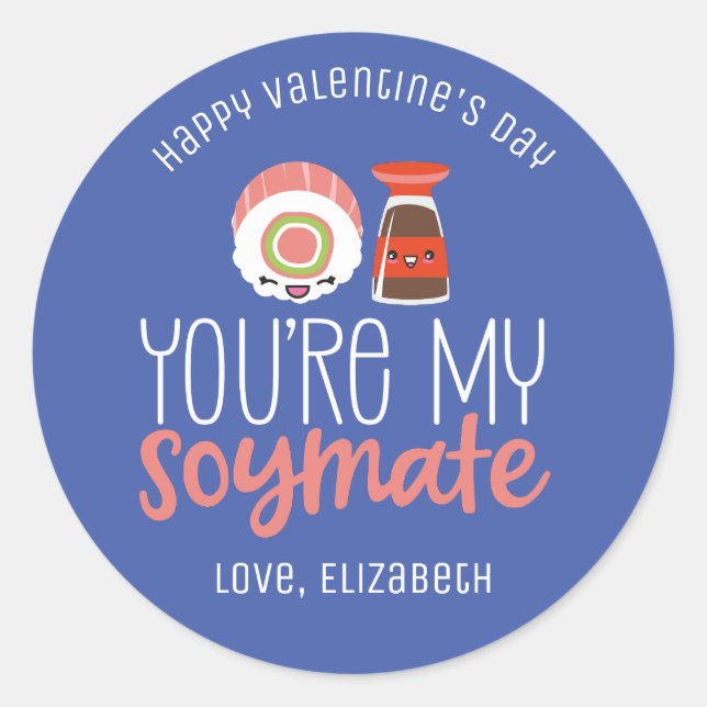 Sticker Rond My Soymate Funny Food Pun mignon Saint Valentin (Devant)