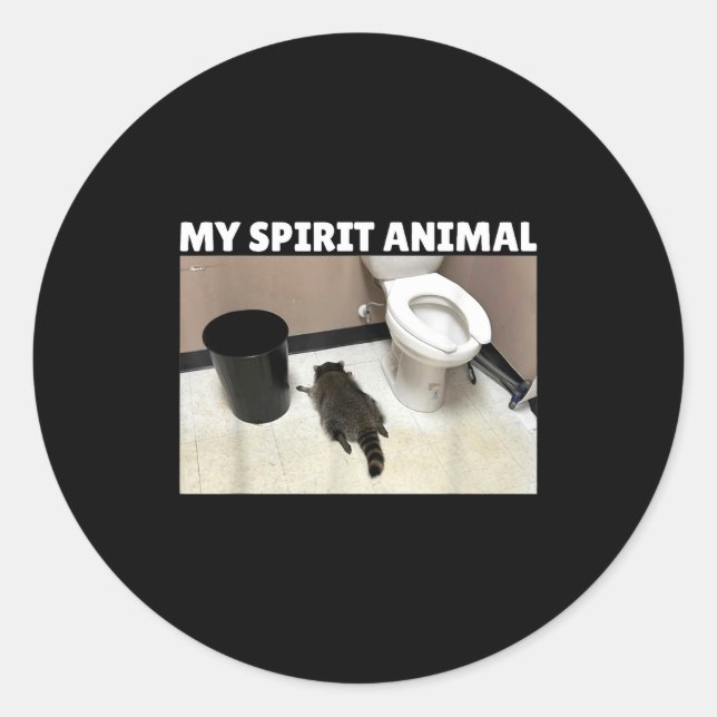 Sticker Rond My Srit Animal Drunk Raccoon Funny Lazy Mood  (Devant)