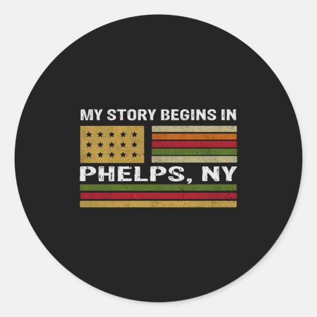 Sticker Rond My Story Is Begins In Phelps Ny _1  (Devant)