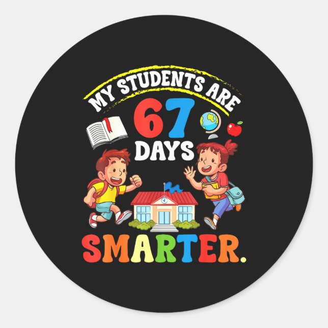 Sticker Rond My Students Are 67 Days Smarter Teacher Clroom Cel (Devant)