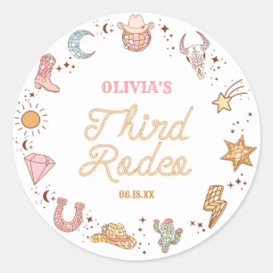 Sticker Rond My Third Rodeo Disco Cowgirl 3e fête d'anniversair