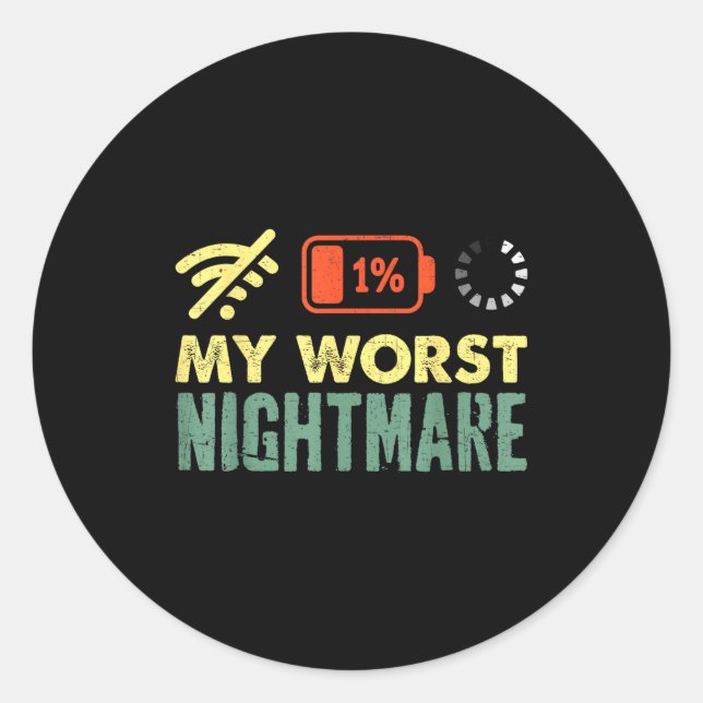 Sticker Rond My Worst Low Battery Funny Gamers Humor Men  (Devant)
