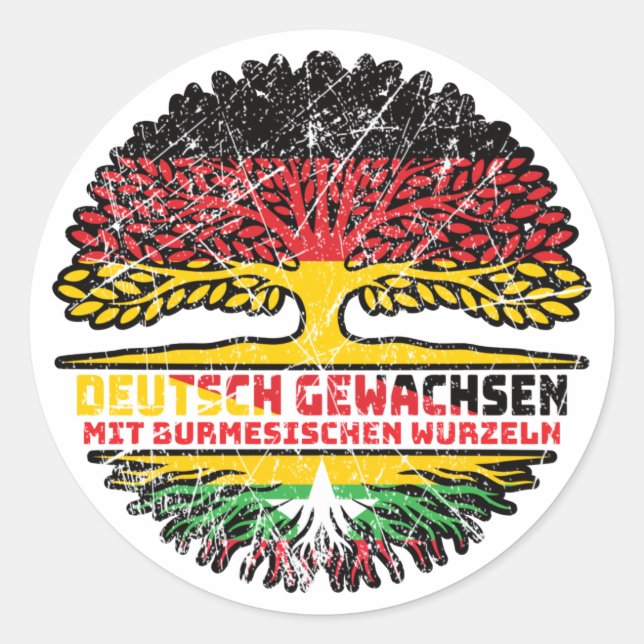 Sticker Rond Myanmar Birmanie Myanmar Allemagne Baum (Devant)