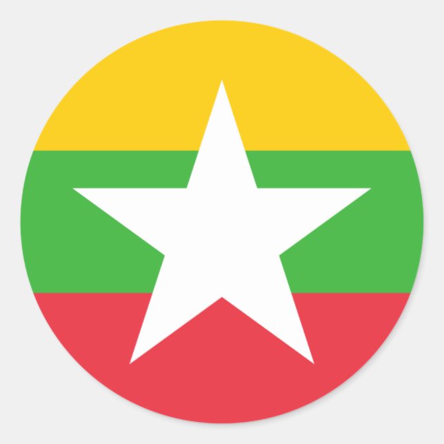 Sticker Rond Myanmar / Drapeau birman, Drapeau du Myanmar / Bir (Devant)