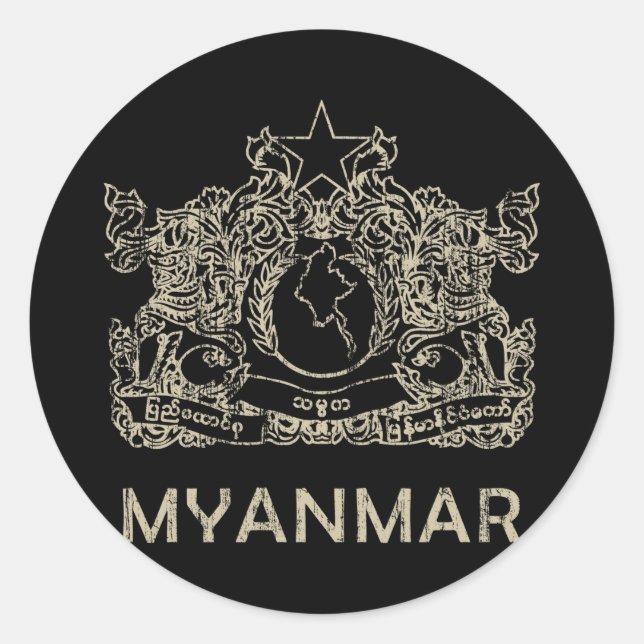 Sticker Rond Myanmar vintage (Devant)
