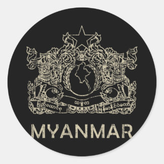 Sticker Rond Myanmar vintage