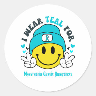 Sticker Rond Myasthenia Gravis Awareness Ribbon Support Cadeaux