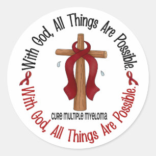 Sticker Rond Myélome multiple AVEC la CROIX 1 d'un DIEU