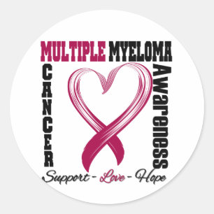 Sticker Rond Myélome multiple Sensibilisation Ruban cardiaque b