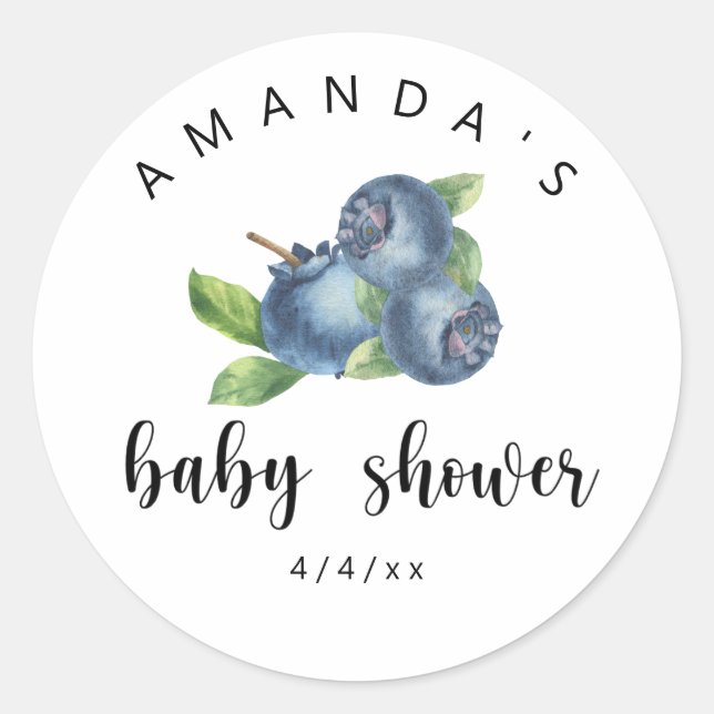 Sticker Rond Myrtilles - Baby shower (Devant)