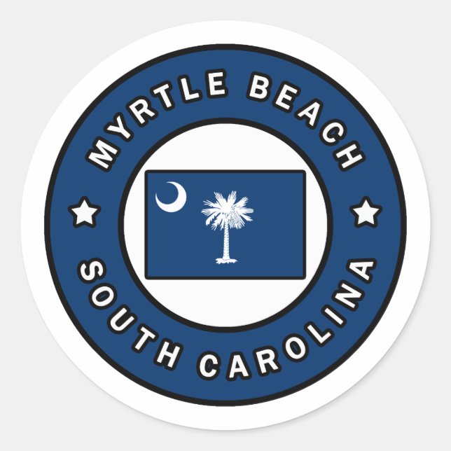 Sticker Rond Myrtle Beach Caroline du Sud (Devant)