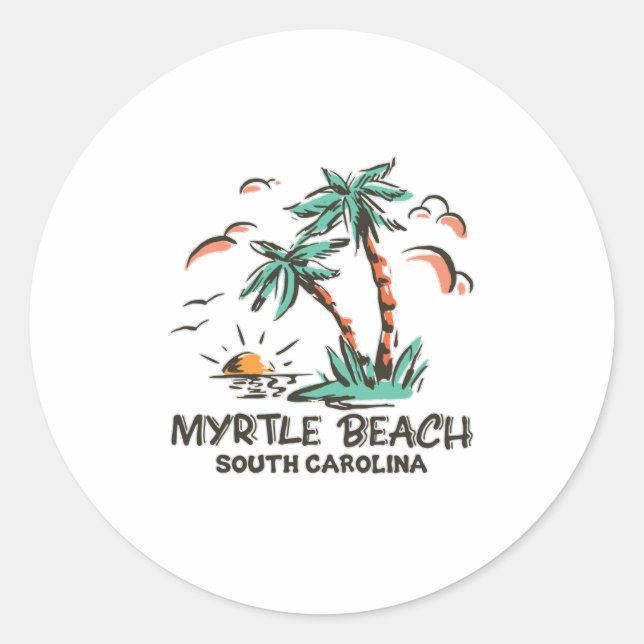 Sticker Rond Myrtle Beach - Caroline du Sud - coucher du soleil (Devant)