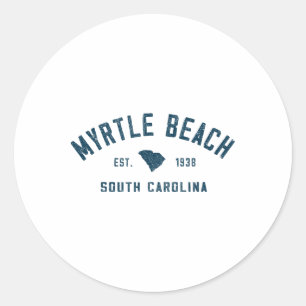 Sticker Rond Myrtle Beach Caroline du Sud Hommes Rétro Throwck