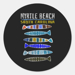 Sticker Rond Myrtle Beach Shirt Cute Fish Fishing South Carolin