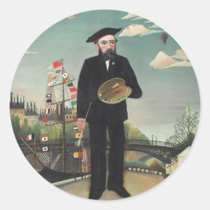 Sticker Rond Myself Portrait Paysage 1890, Henri Rousseau