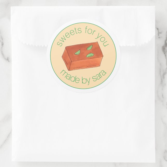 Sticker Rond Mysore Pak fait maison Mithai Douceurs Indiennes (Sac)