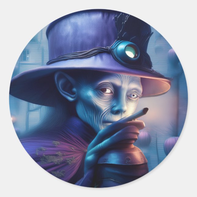 Sticker Rond Mysterious Lady Pointing Finger At You (Devant)
