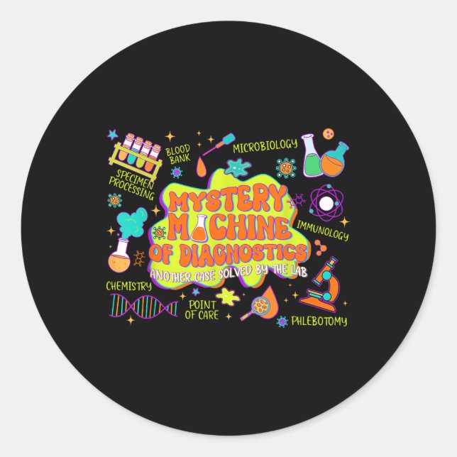 Sticker Rond Mystery Machine Of Lab Week 2025 Diagnostics Med L (Devant)