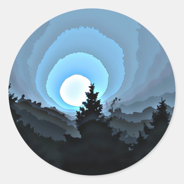 Sticker Rond Mystic Blue Sunrise (Devant)