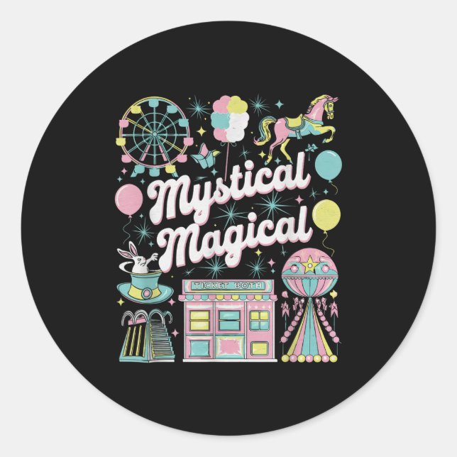 Sticker Rond Mystical Magical Retro Aesthetic Space Gift Men Wo (Devant)