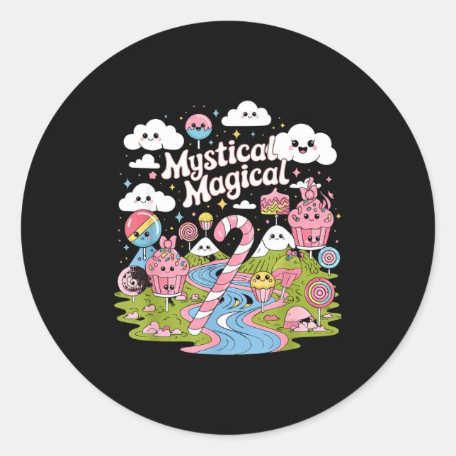 Sticker Rond Mystical Magical Retro Aesthetic Space Gift Men Wo (Devant)