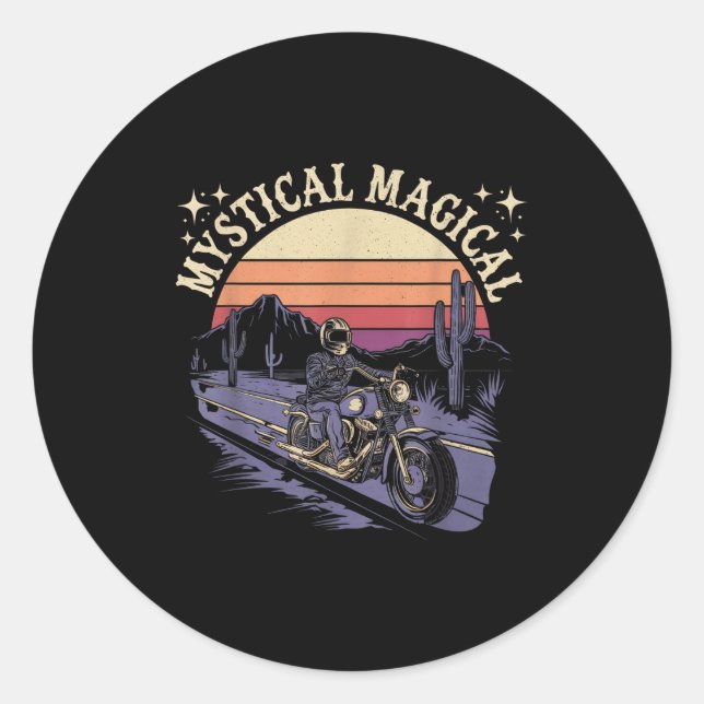 Sticker Rond Mystical Magical Retro Aesthetic Space Gift Men Wo (Devant)