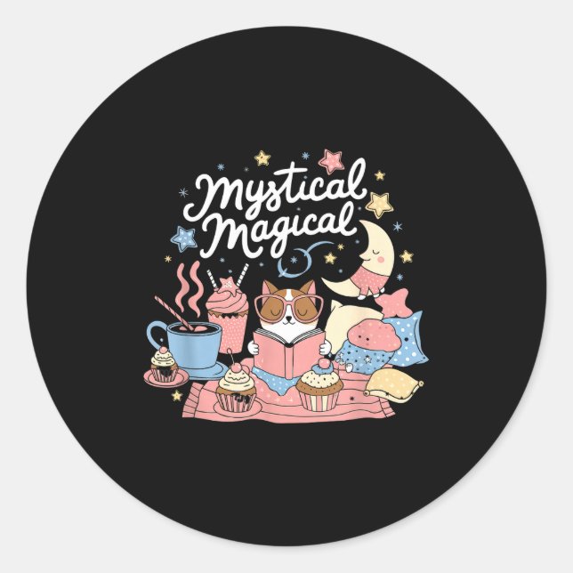 Sticker Rond Mystical Magical Retro Aesthetic Space Gift Men Wo (Devant)
