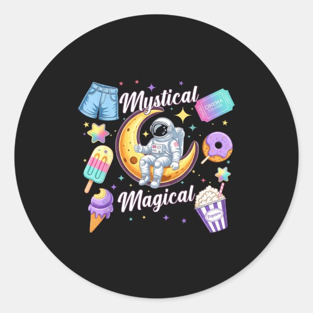 Sticker Rond Mystical Magical Retro Aesthetic Space Men Women K (Devant)
