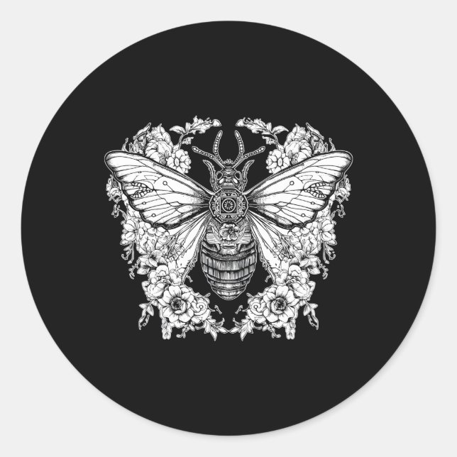 Sticker Rond Mystique papillon papillon Moth sombre Academica O (Devant)