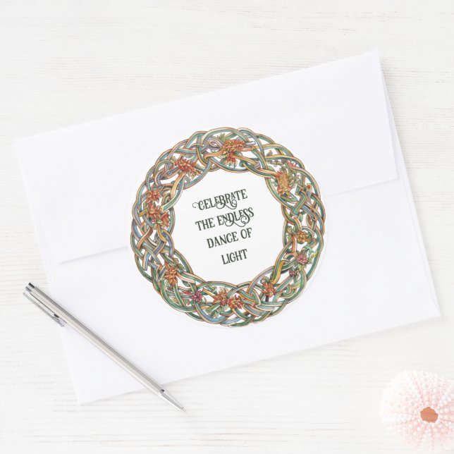 Sticker Rond Mythologie celtique et symboles du soleil Litha (Enveloppe)