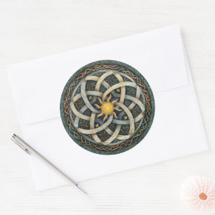 Sticker Rond Mythologie celtique et symboles du soleil Litha