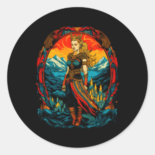 Sticker Rond Mythologie Freya Norse
