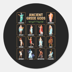 Sticker Rond Mythologie Grecque Ancienne Pour Les Dieux Grecs