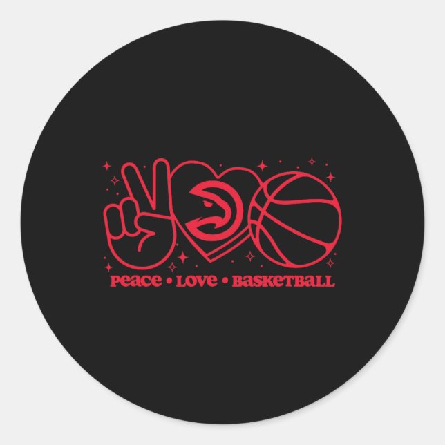 Sticker Rond N Atlanta Hawks Peace Love Sketll  (Devant)