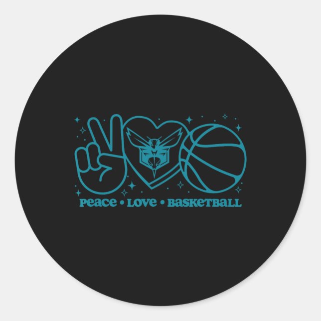 Sticker Rond N Charlotte Hornets Peace Love Sketll  (Devant)