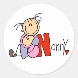 Sticker Rond N est pour Nounou