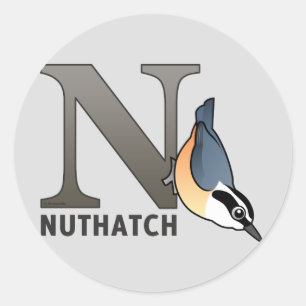 Sticker Rond N est pour Nuthatch