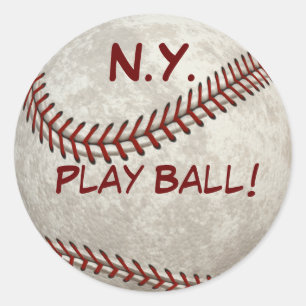 Sticker Rond N.Y. Baseball "Play Ball !" Histoire américaine