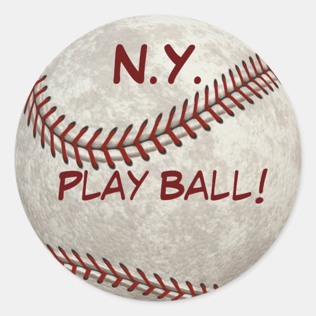 Sticker Rond N.Y. Baseball "Play Ball !" Histoire américaine (Devant)