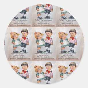 Sticker Rond N'a jamais embrassé une fille ?