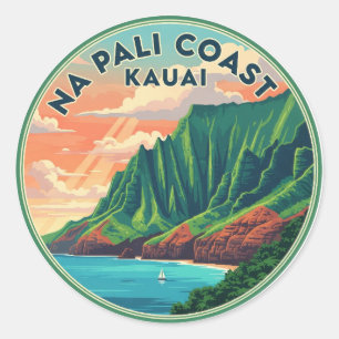 Sticker Rond Nā Pali Coast Kauai Hawaii Travel