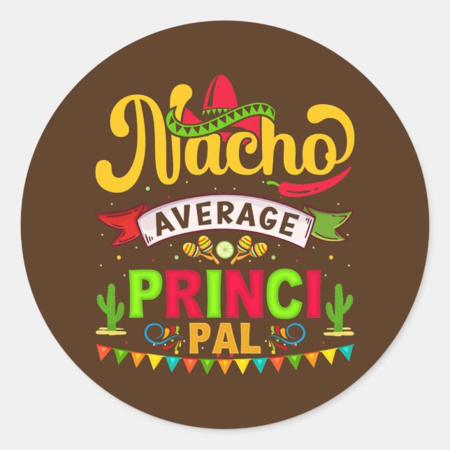 Sticker Rond Nacho Assistant Moyen Principal Cinco De Mayo (Devant)