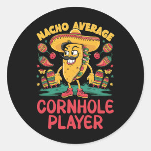 Sticker Rond Nacho Average Cornhole Player Cinco De Mayo Mexica