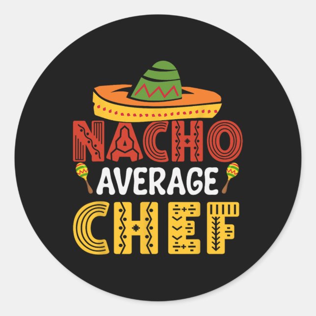 Sticker Rond Nacho Chef Moyenne Cinco De Mayo (Devant)