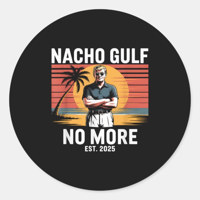 Sticker Rond Nacho Golfe Plus drôle Vacances Trump 2025 Usa _ (Devant)