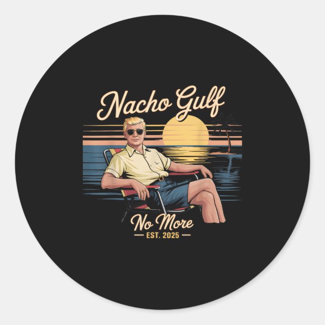 Sticker Rond Nacho Golfe Plus drôle Vacances Trump 2025 Usa _ (Devant)