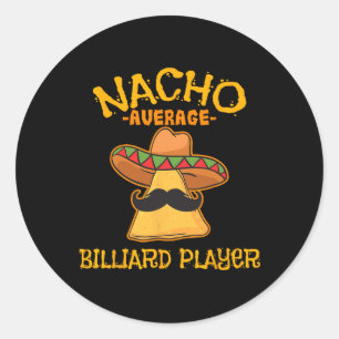 Sticker Rond Nacho Joueur Billard moyen Cinco De Mayo Mexica