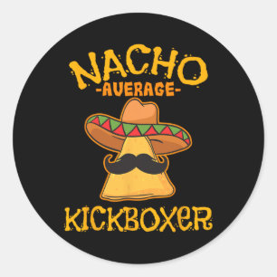 Sticker Rond Nacho Kickboxeur moyen Cinco De Mayo Kick mexicain