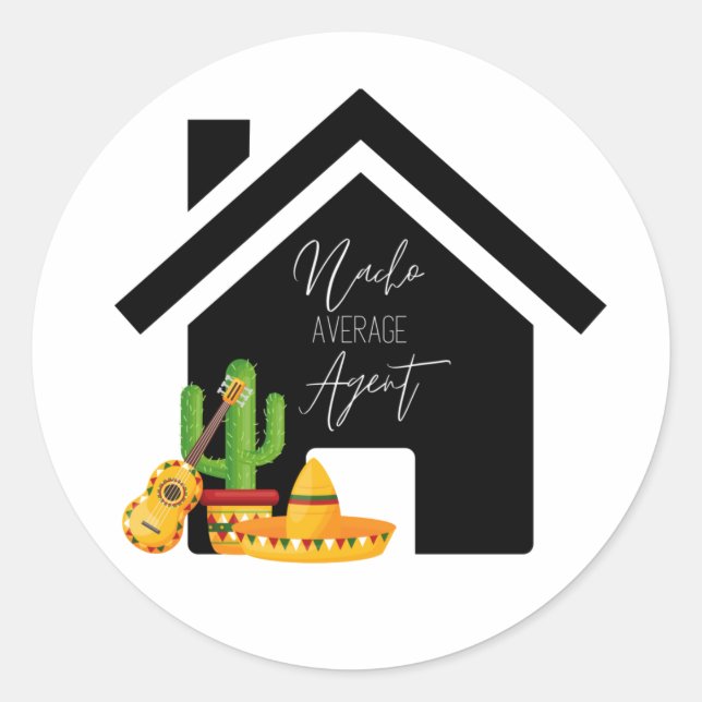 Sticker Rond Nacho Moyen Agent Immobilier (Devant)
