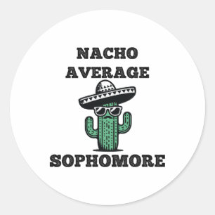 Sticker Rond Nacho Moyen Sophomore Mexicain Cinco De Mayo